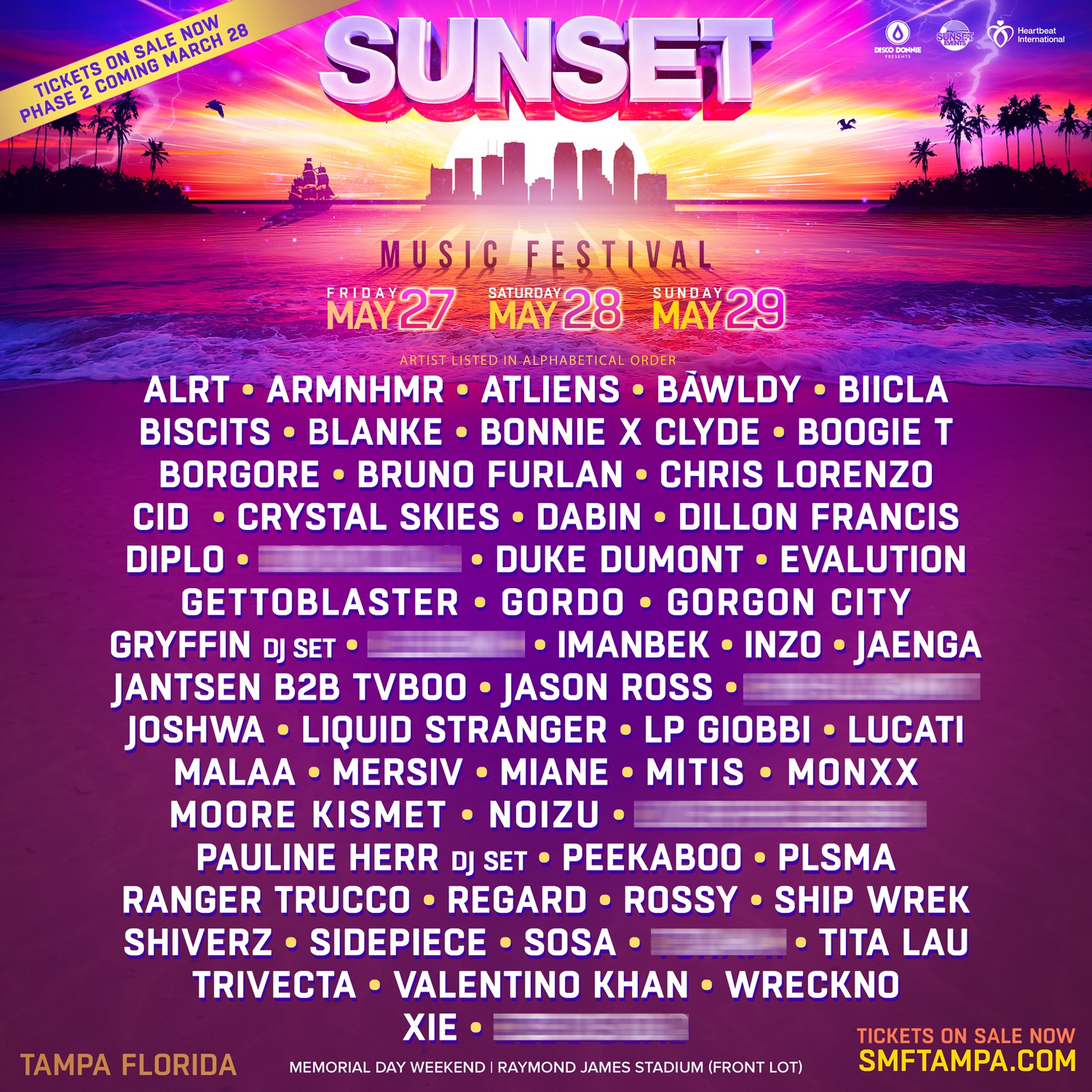 Sunset Music Festival Shares 10 Year Anniversary Lineup For 2022