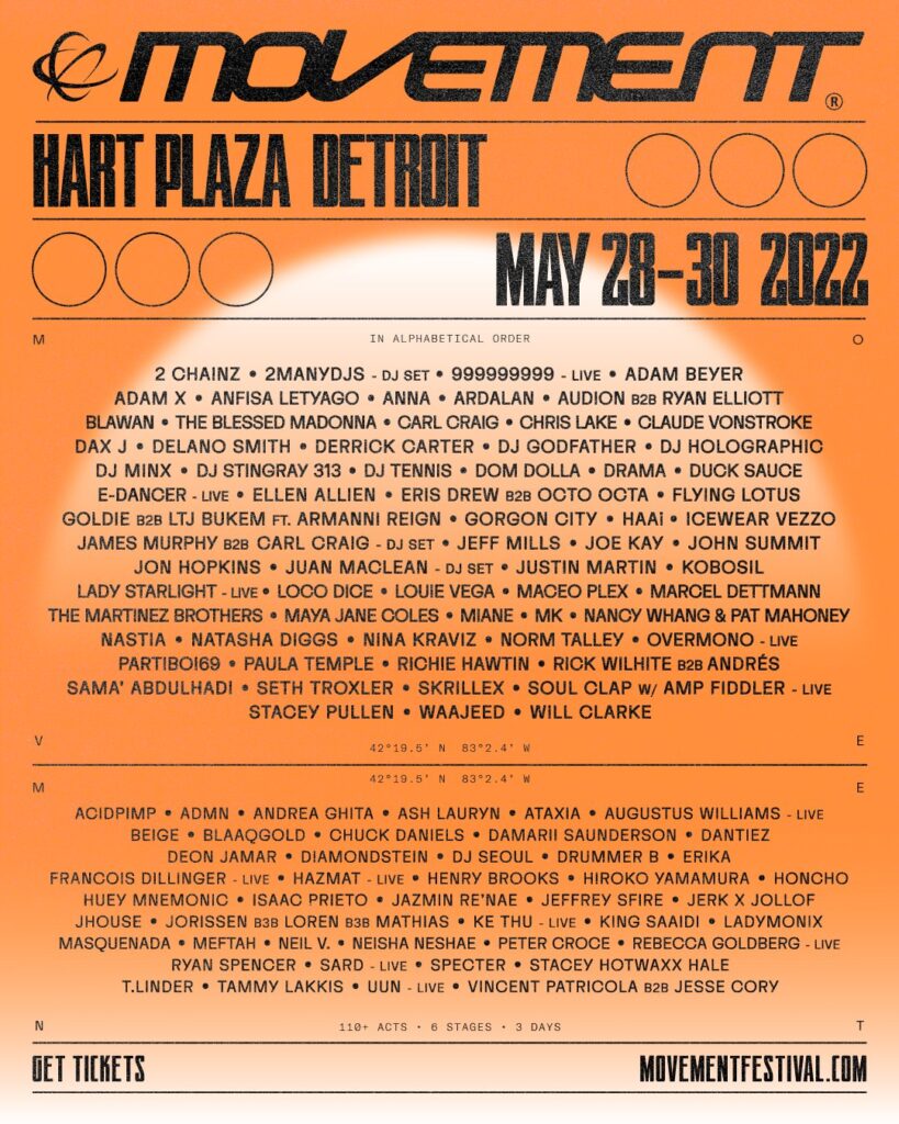 Movement Detroit Announces StarStudded Artist Lineup For 2022