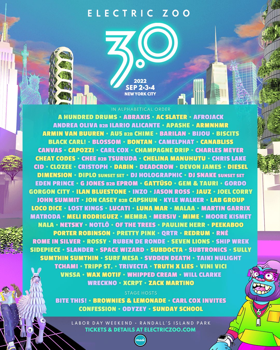 Electric Zoo Drops Star-Studded Artist Lineup For 2022 | DJ Life Mag