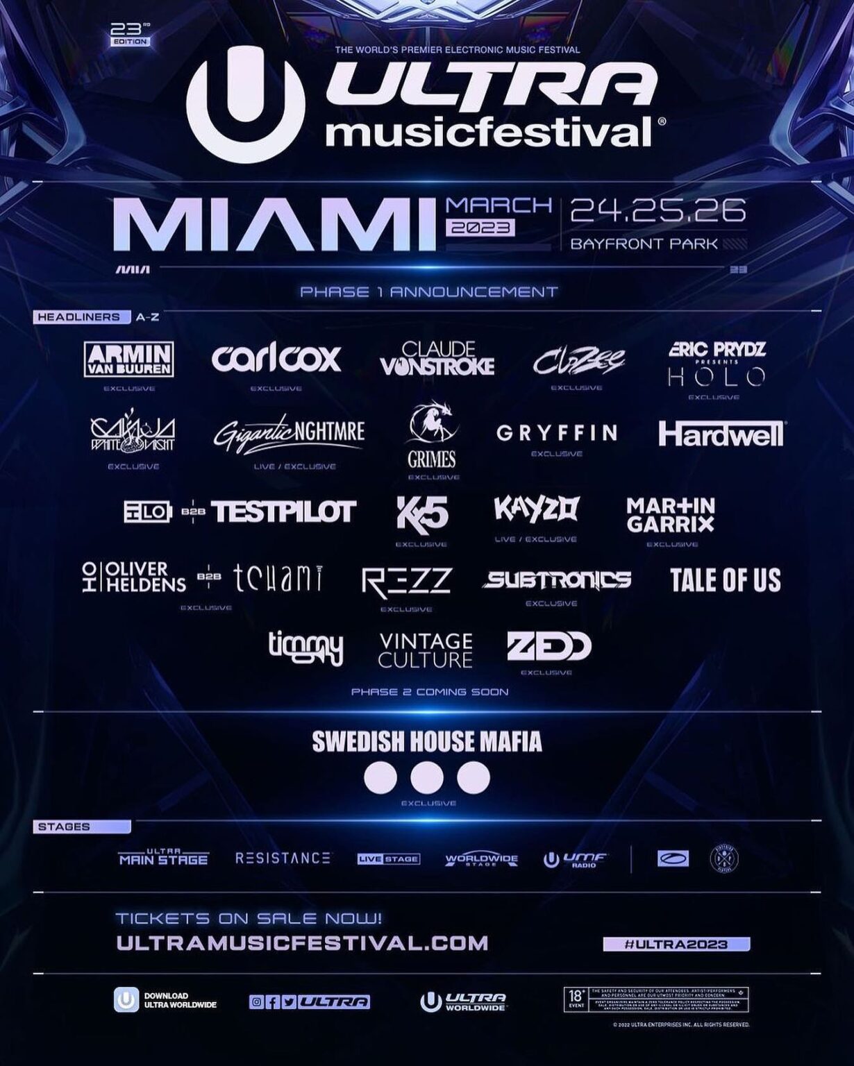 Ultra Music Festival Reveals StarStudded Initial Lineup For 2023