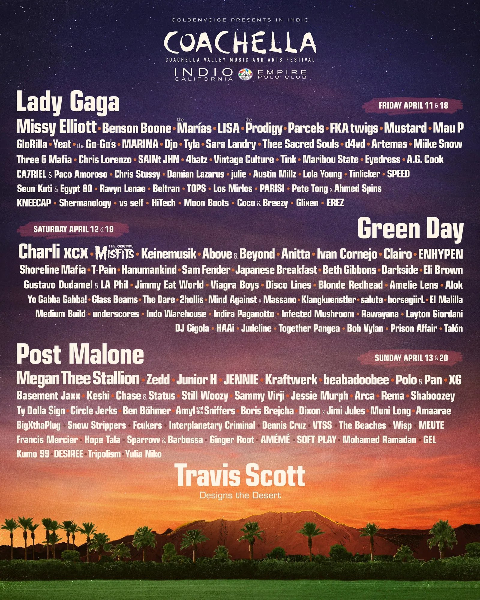 Coachella 2025 Full Lineup Announced for TwoWeekend April Return — DJ